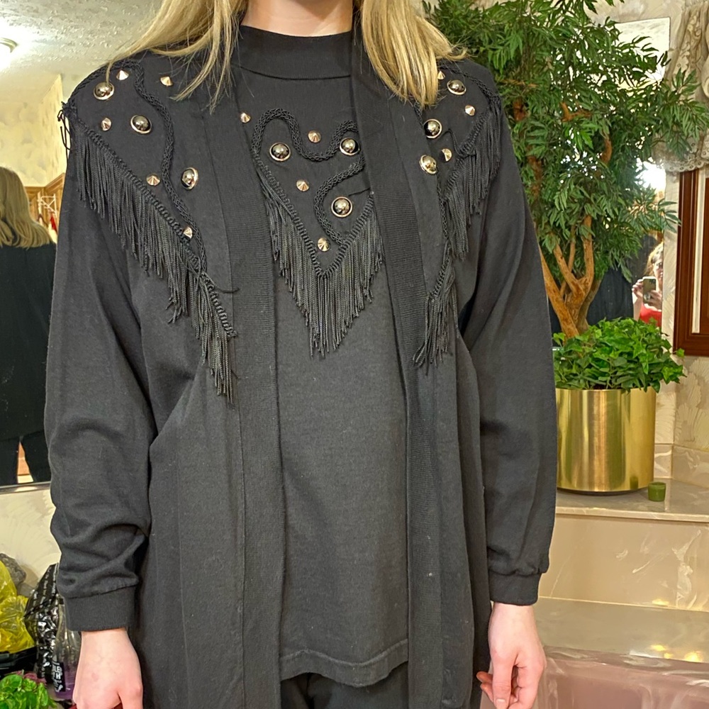 Vintage Masquerade black fringe Set